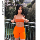 BOOFEENAA Sexy Short Two Piece Set Crop Tops and Biker Shorts Grey Black Bodycon Matching Sets Summer Clothes for Women C83-I71
